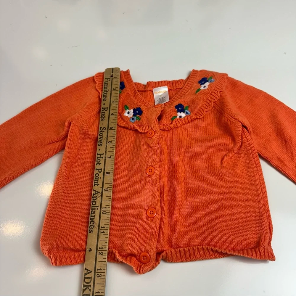 Gymboree Orange Knit Cardigan | Blue Floral · Fall Cottagecore Toddler Sweater